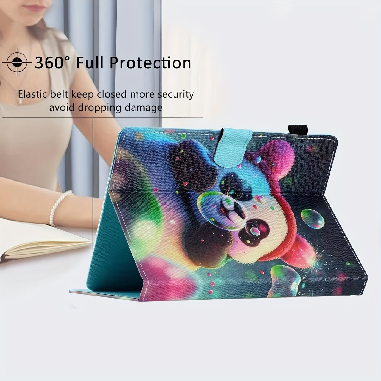 Faux Leather 10.1-Inch Universal Tablet Case - Magnetic Closure, Portable Folding Stand Folio for 9.6-10.5" Android/iOS/Windows Tablets - Card Reader Slot, Travel-Friendly