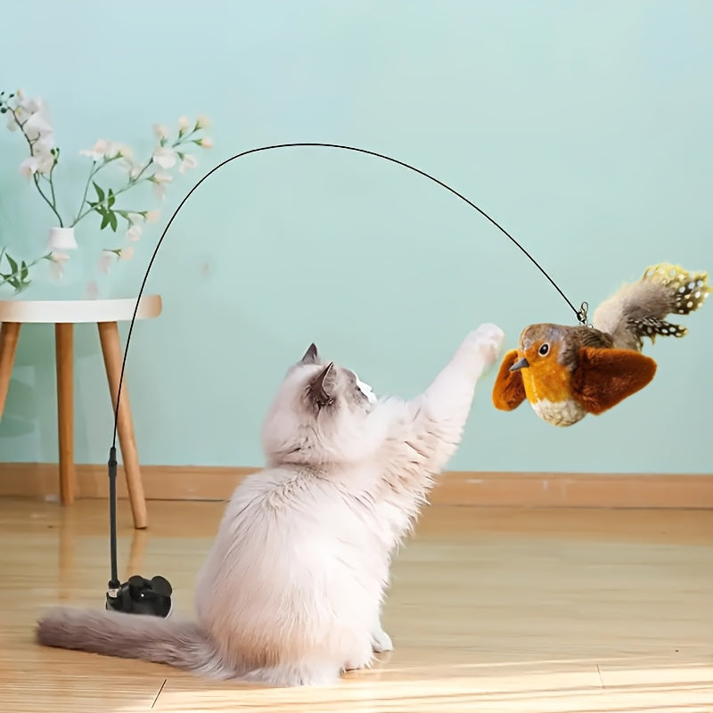 Interactive Cat Toy – Realistic Bird Sounds, Auto Flapping Fun