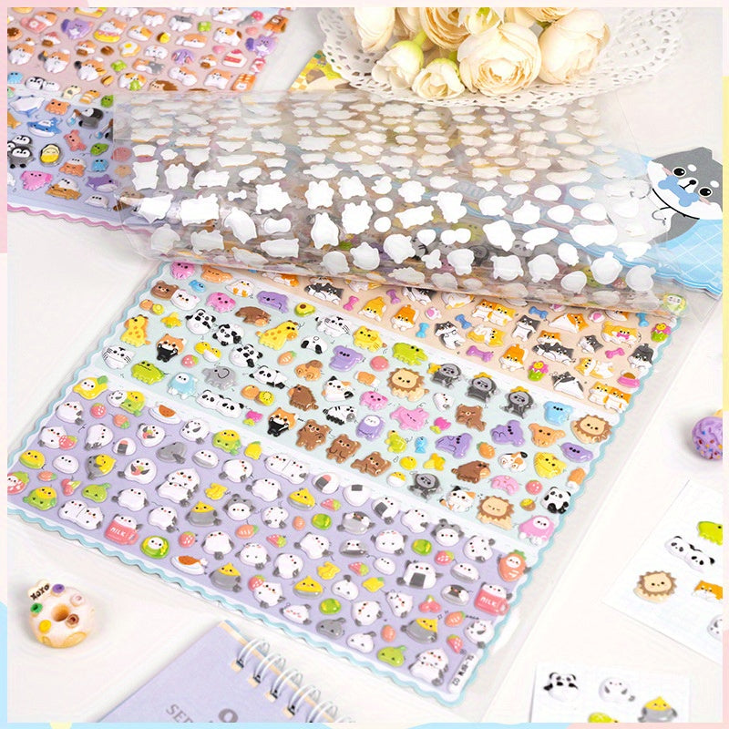6-in-1 Cartoon Double Layer 3D Foam Stickers Cute Animal Stickers Reward Stickers Creative Craft Decoration