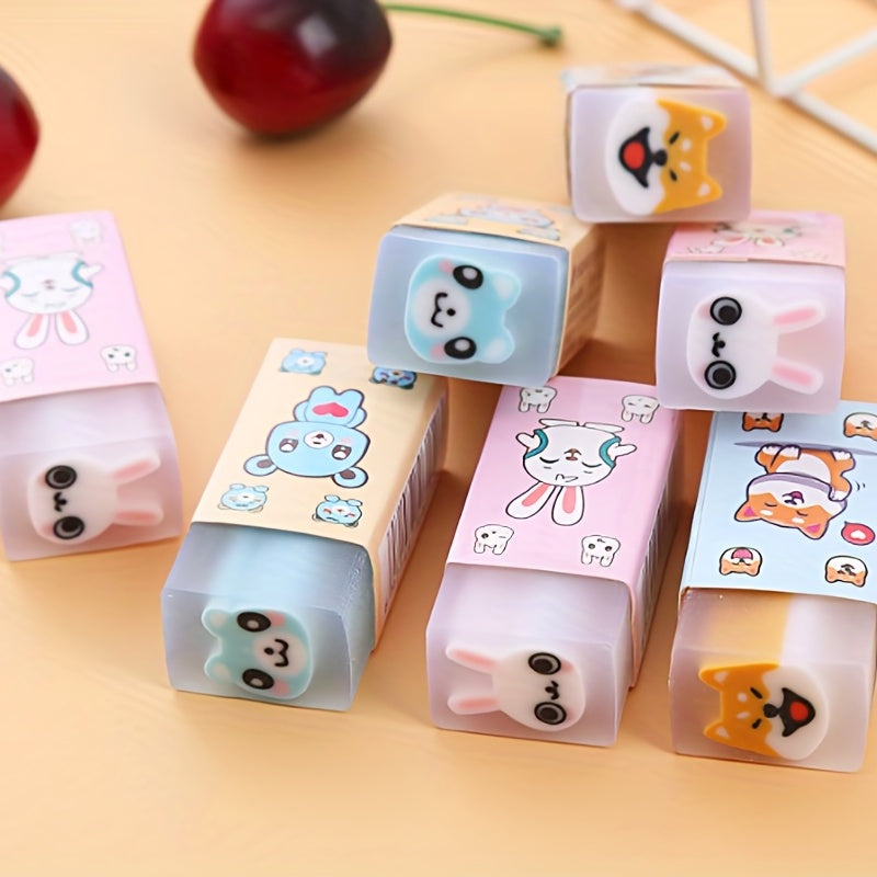 6pcs Animal Erasers For Kids, Cute Desk Pets For Classroom, Fun Back To School Gifts Supplies, Classroom Rewards Prizes, Treasure Box for Students