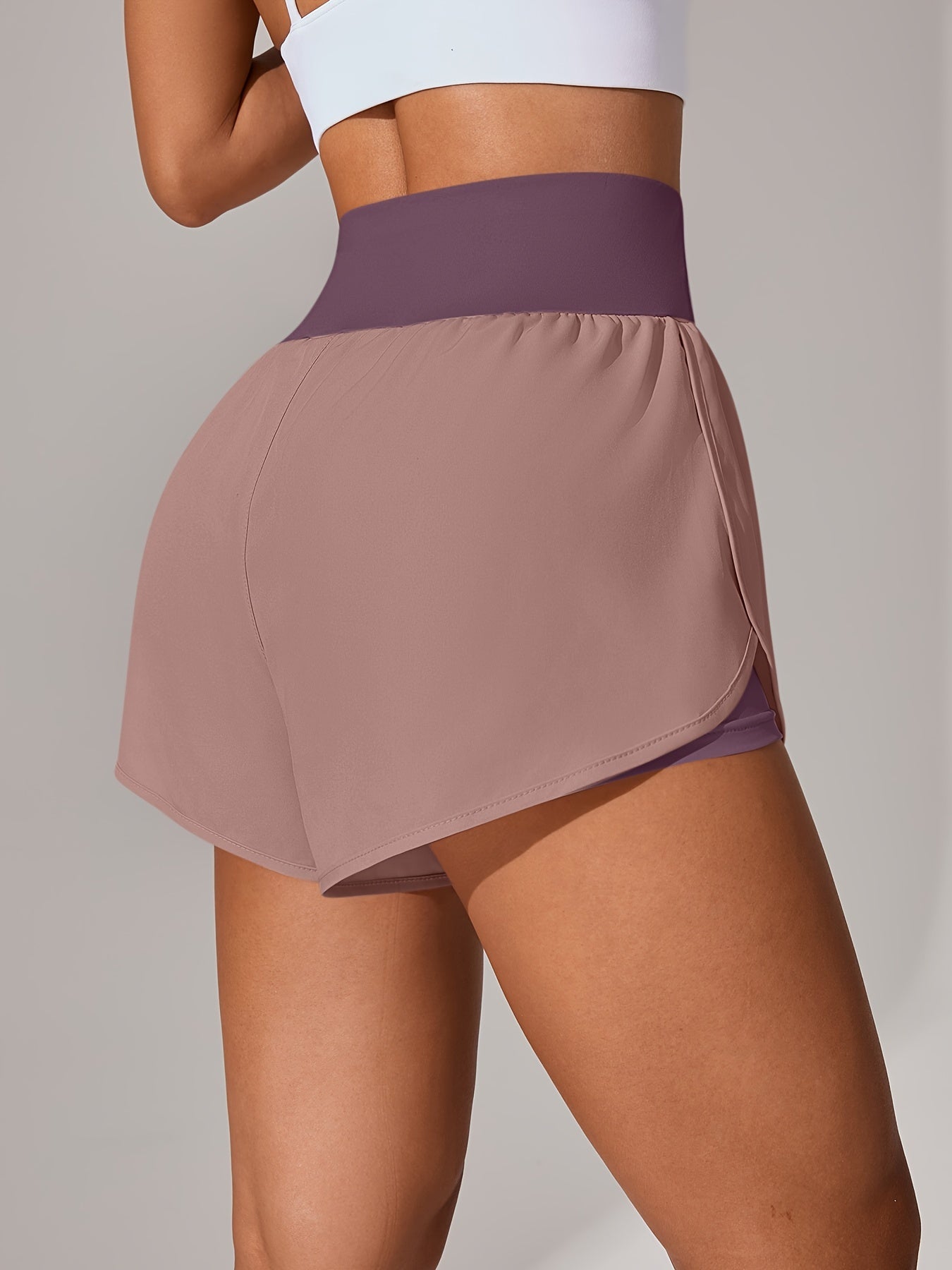 Light Blue High-Waisted Yoga Shorts with Ruffles