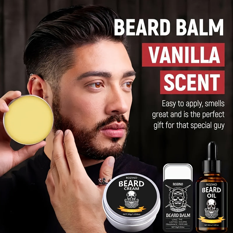 4pcs ROZINO Men'S Beard Care Set - Hypoallergenic, Non-Greasy Moisturizer with Co4pcs ROZINO Men Beard Care Set.