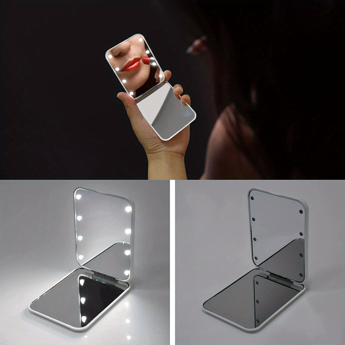 LED Pocket Makeup Mirror, 1X/3X Magnified LED Mini Compact Travel Makeup Mirror,