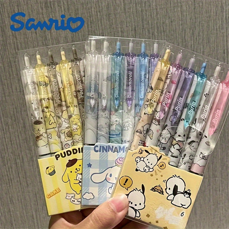 6pcs Sanrio Family High-Value KT Press Ballpoint Pen