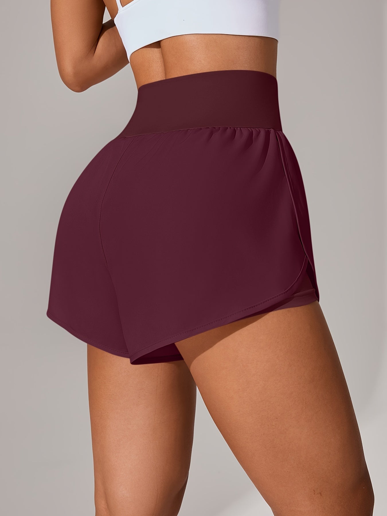 Light Blue High-Waisted Yoga Shorts with Ruffles