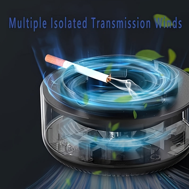 Upgraded Version of Air Purifying Ashtray, Household Smart Smoke Removal for Second-Hand Smoke, Car, Living Room, Office Smoke Artifact, Easy to Carry, Use, Convenient, Use AA Batteries to Power It, Without Batteries, 5 Impor