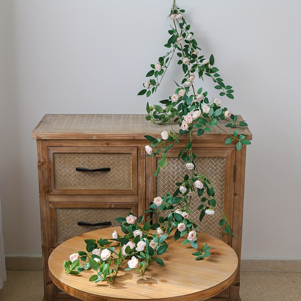 1 Lifelike Rose Vine, Plastic, Simulated, Fake, Indoor Wall Hanging, Wedding Scene Decoration, Outdoor Yard Decoration, with Decorative Flowers, No Electricity Required, No Feathers, for Wedding, General Use