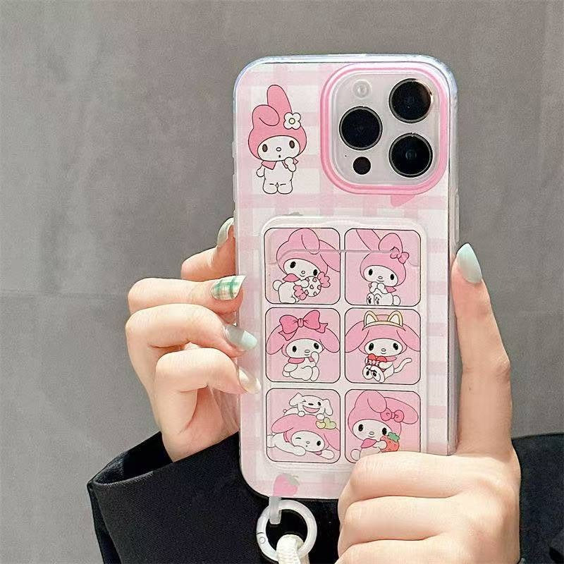 Authorized Sanrio, a Cute Phone Case with a Strap Featuring for cinnamoroll And Melody, Suitable for Iphone 16, 16 Pro Max, 13, 14, 15, 15 Pro, 15 Pro Max, 16 Pro, XS Max, And XR. It'S a Soft, Transparent, Full-Protection Cas