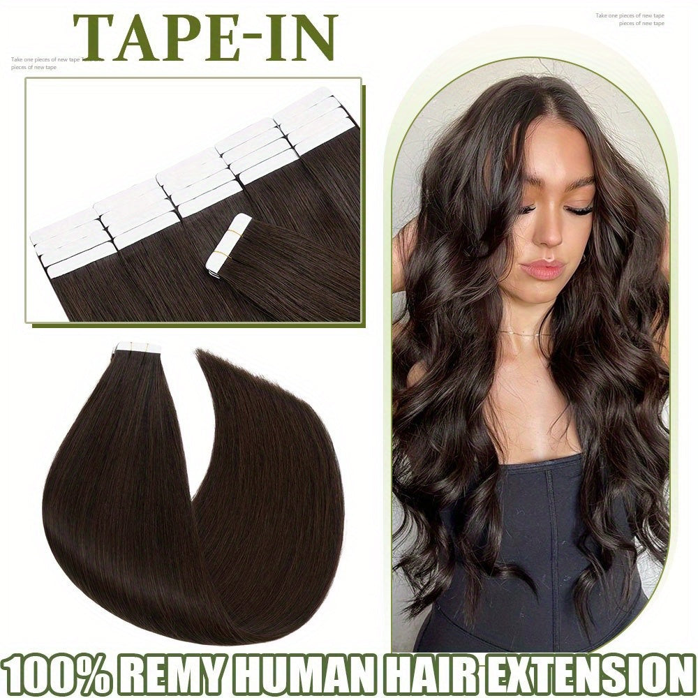 20pcs (50g Each) Brazilian Virgin Hair Extensions - 100% Remy Human Hair, Natural Brown/Blonde/Red/Black/, Straight Hair Extensions with Seamless Beige Weft, Long 35.56-60.96 cm Lengths for Women.
