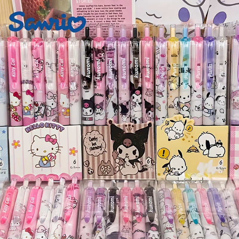 6pcs Sanrio Family High-Value KT Press Ballpoint Pen