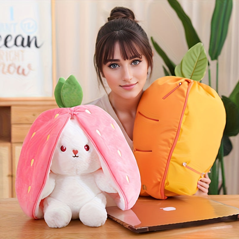 Soft Pink/Yellow Fruit-Themed Rabbit Plush Toy Set - Adorable, Perfect for All Ages & Ideal Birthday Gift