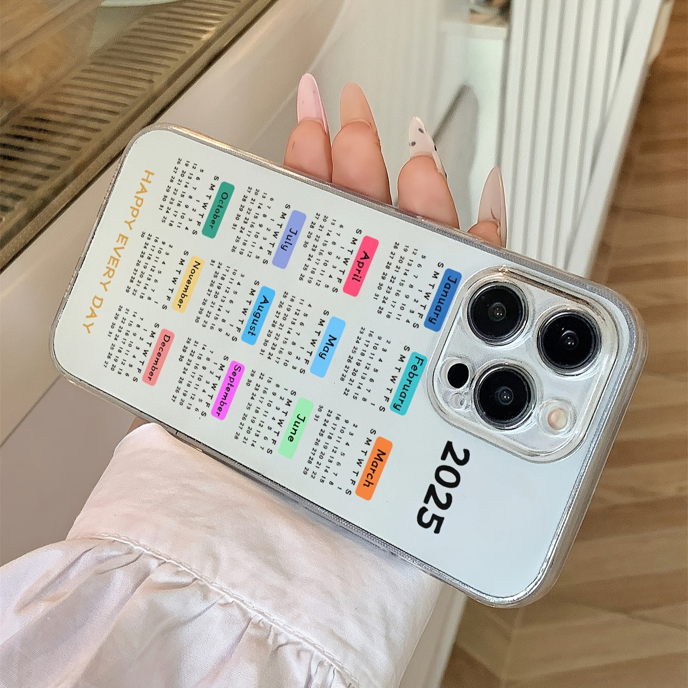 A 2025 Calendar Shockproof Transparent TPU Phone Case, Featuring a Minimalist Luxury Design That Is Dirt-Resistant And Durable, Compatible with Iphone 16/16 Plus/16 Pro/16 Pro Max, Iphone 15/15 Plus/15 Pro/15 Pro Max, Iphone