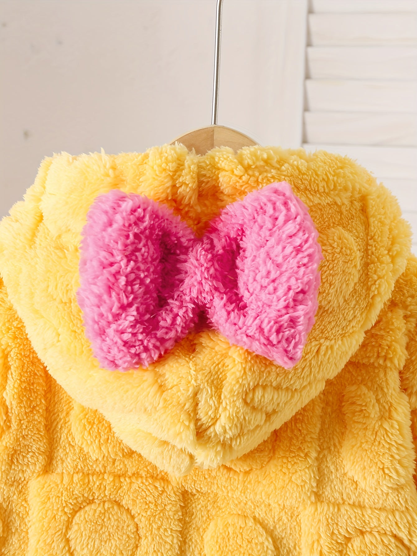 Girls' Plush Rabbit Coat Dress with Fluffy Collar & Bow - Cozy Winter Warmth,.