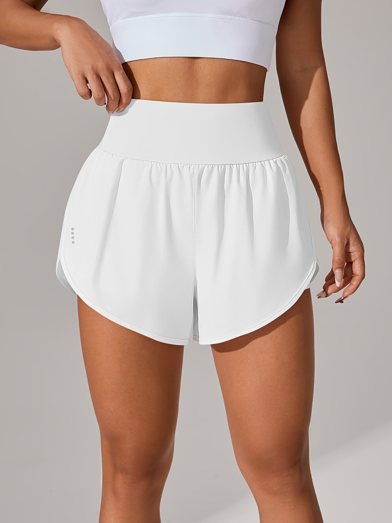 Light Blue High-Waisted Yoga Shorts with Ruffles