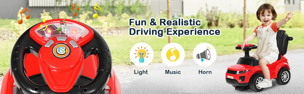 DORTALA 3 in 1 Baby Ride on Push Car Toy Kids Stroller Sliding Walking Car with Horn