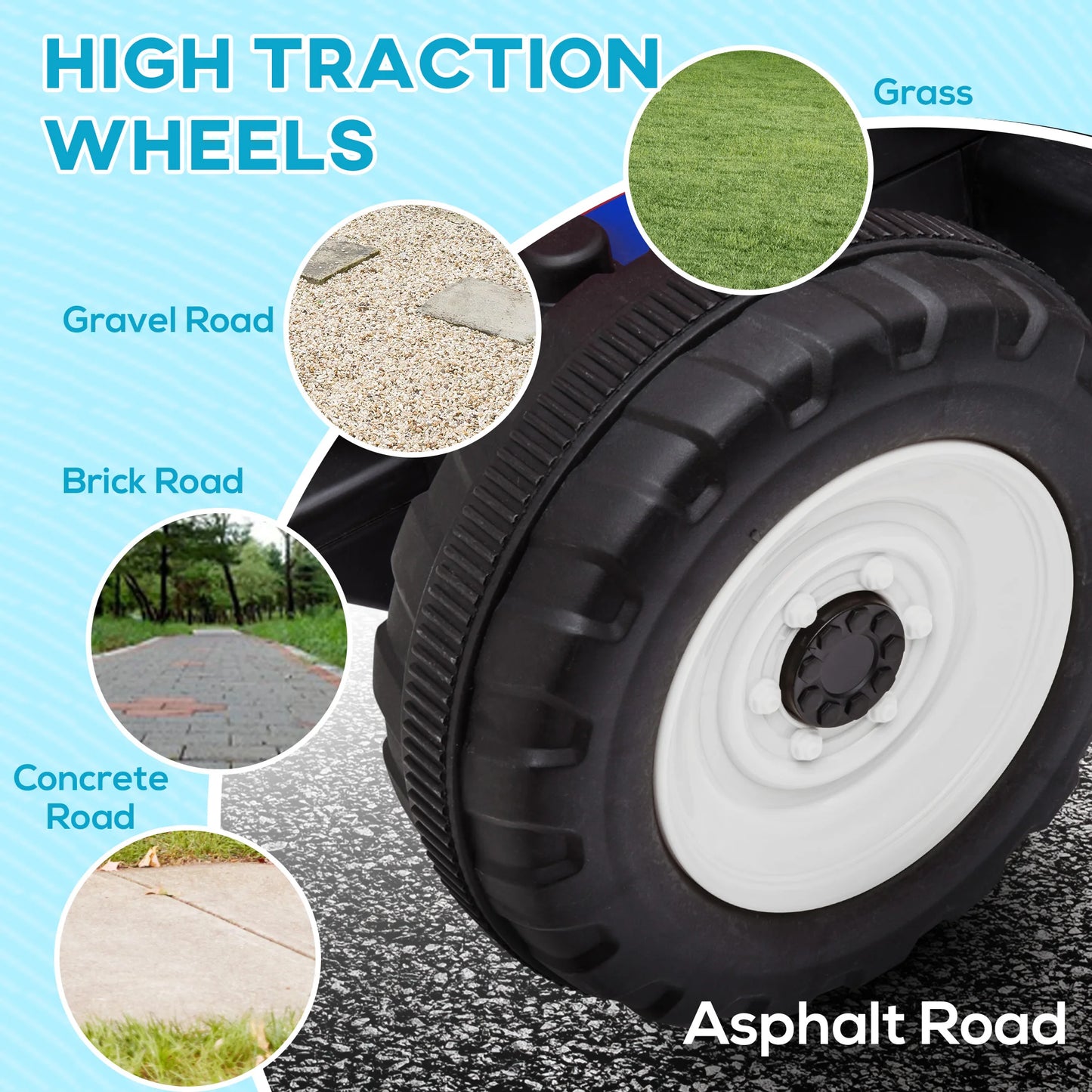 HOMCOM Ride On Tractor with Detachable Trailer, Remote Control, Music