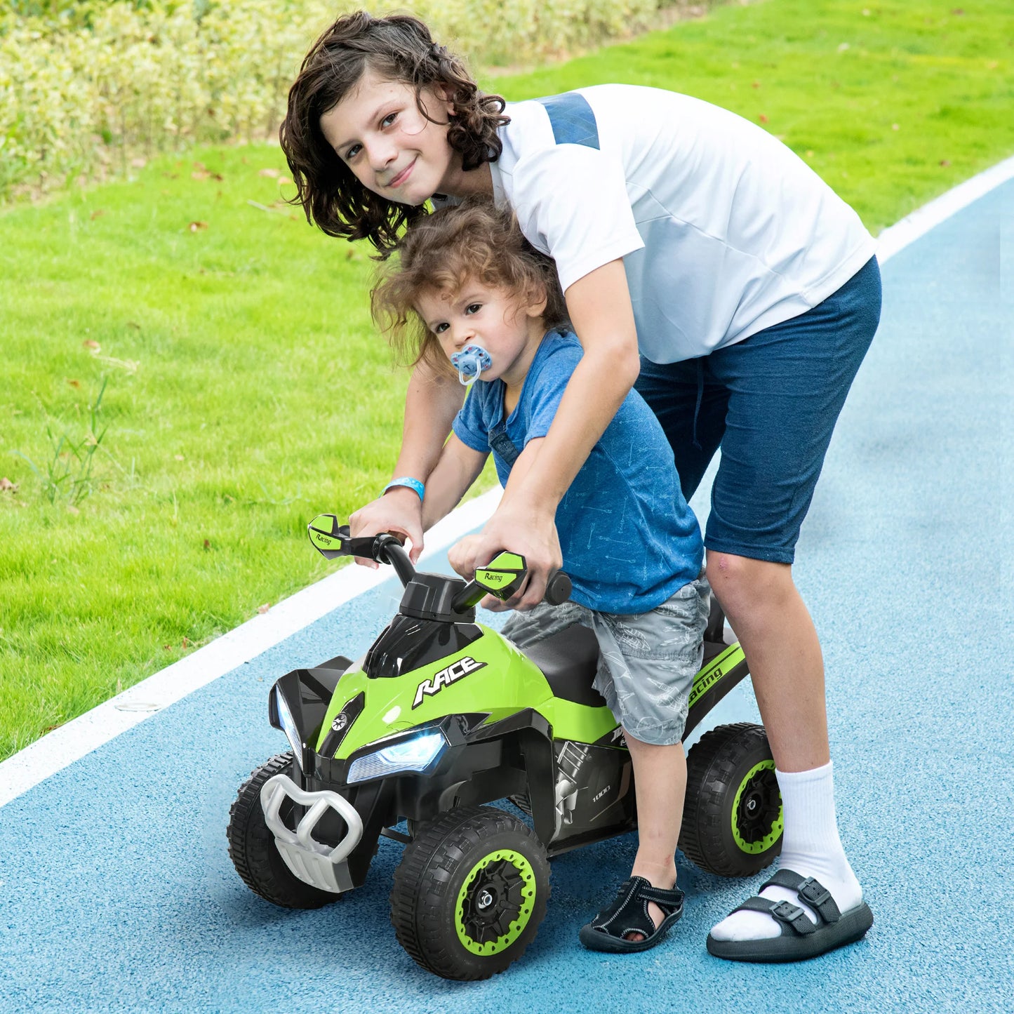 HOMCOM No Power Quad Toddler Ride on Car Foot-to-Floor Sliding