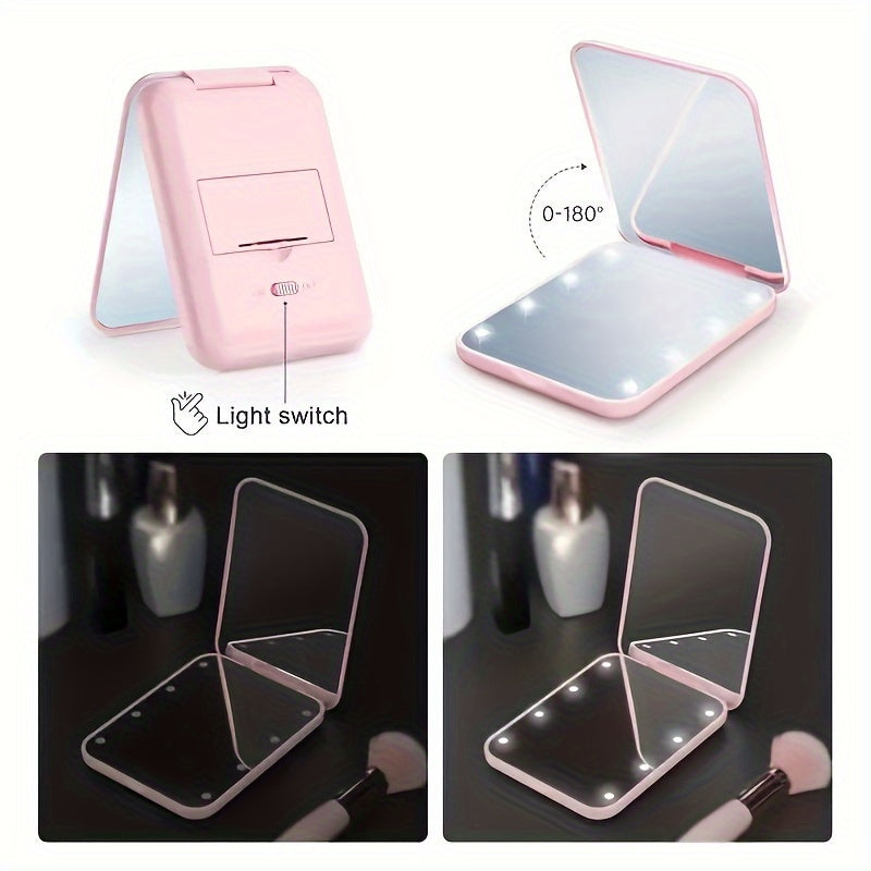 LED Pocket Makeup Mirror, 1X/3X Magnified LED Mini Compact Travel Makeup Mirror,