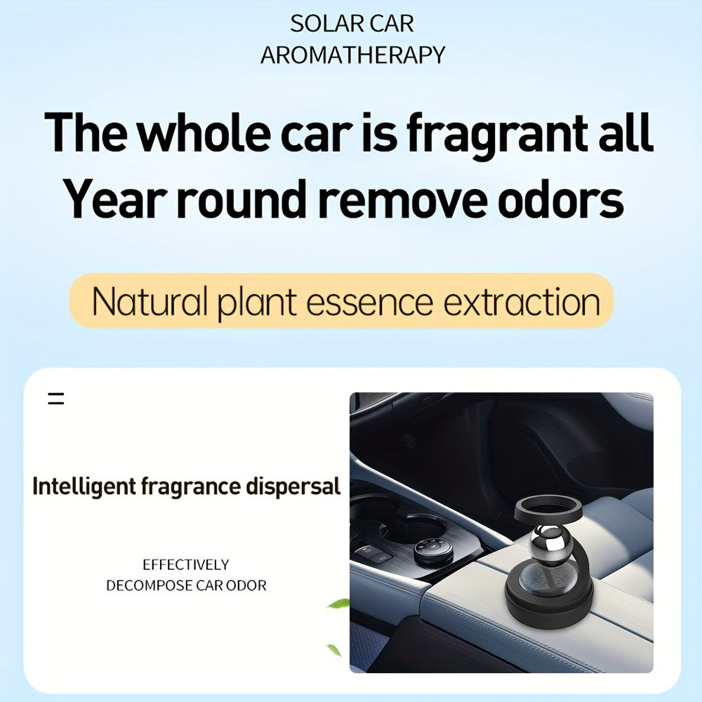 1pc Solar-Powered Rotating Car Aromatherapy Diffuser, Long-Lasting Fragrance, Dashboard Decor, Interior Accessory, Compatible with Balm/Tablets/Sticks