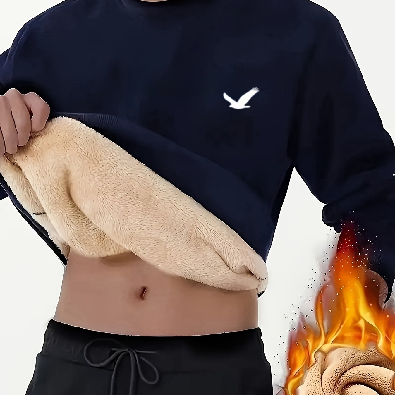 Men's Winter Fleece-Like Sweater Vest Jacket - Thickened Round Neck Long Sleeve Inner Layer, Machine Washable.