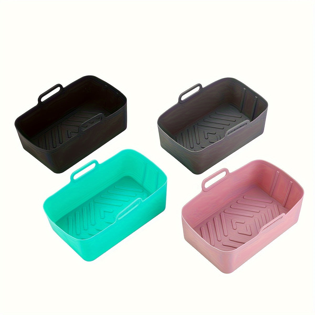 2pcs set of food-grade silicone air fryer liner tray, rectangular oven mat baking pan, suitable for flat-bottomed pans, easy to clean and reusable, heat-resistant non-stick pan baking tray, kitchen essential baking set