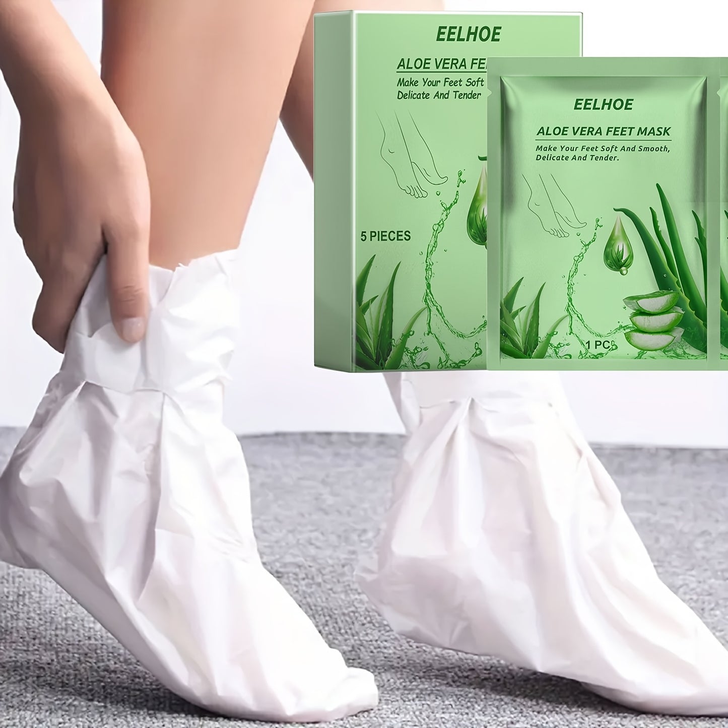 5pcs Hydrating & Moisturizing Exfoliating Foot Mask with Aloe Vera.