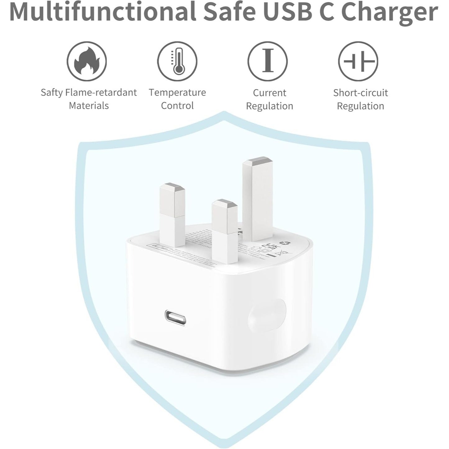 2-Pack 20W USB C Fast Charger for iPhone 14/14 Plus/14 Pro/14 Pro Max/13 12 11 X XR XS SE 2020 8 7 6 6S Mini, Pad Pro, USBC PD Wall Charging Plug UK Type C Power Adapter