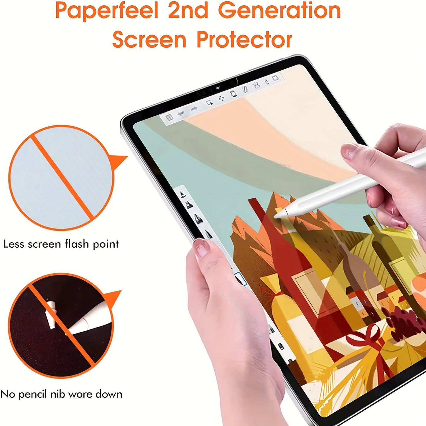 2pcs Frosted Paper Film Screen Protector for iPad Air 13/11 2025, for iPad Pro 13/11 2024, Compatible with 11th/10th/9th/8th/7th/6th/5th, 10.9"/10.2"/9.7 Inch, Air7/Air6/Air5/Air4/Air3/Air2/Air1/Pro 9.7/Pro 10.5 inch mini 7th