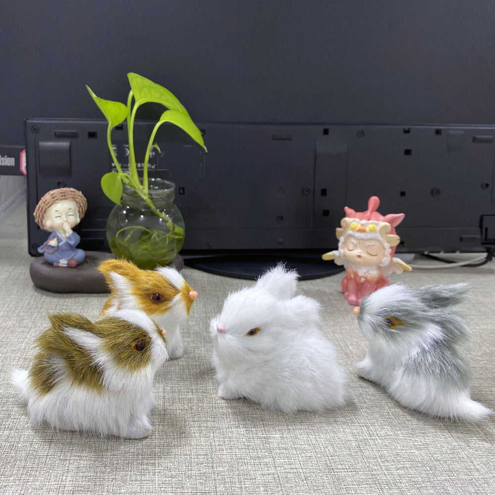 4pcs Handmade Easter Bunny Statue-Multi-Functional Holiday Decoration Suitable for Home and Bookshelf Display, Non-Electric, Less Feather, Suitable for Christmas, Halloween, Hankka, Thanksgiving, Anime Theme Decoration