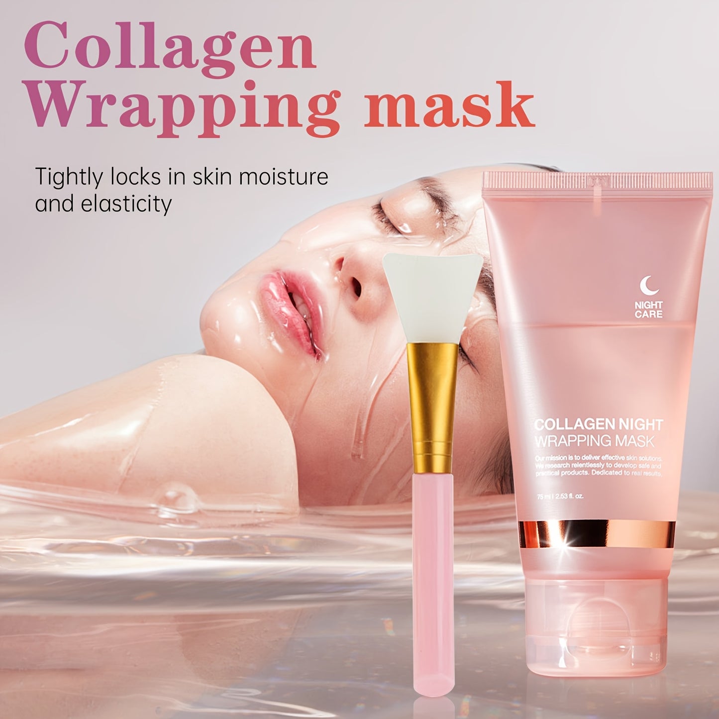 1pc/2pcs Collagen Night Hydrating Mask, Contains Salicylic Acid, Urea and Niacinamide, Improves Pores, Moisturizes and Enhances Elasticity, Makes Skin Look Younger-75ml