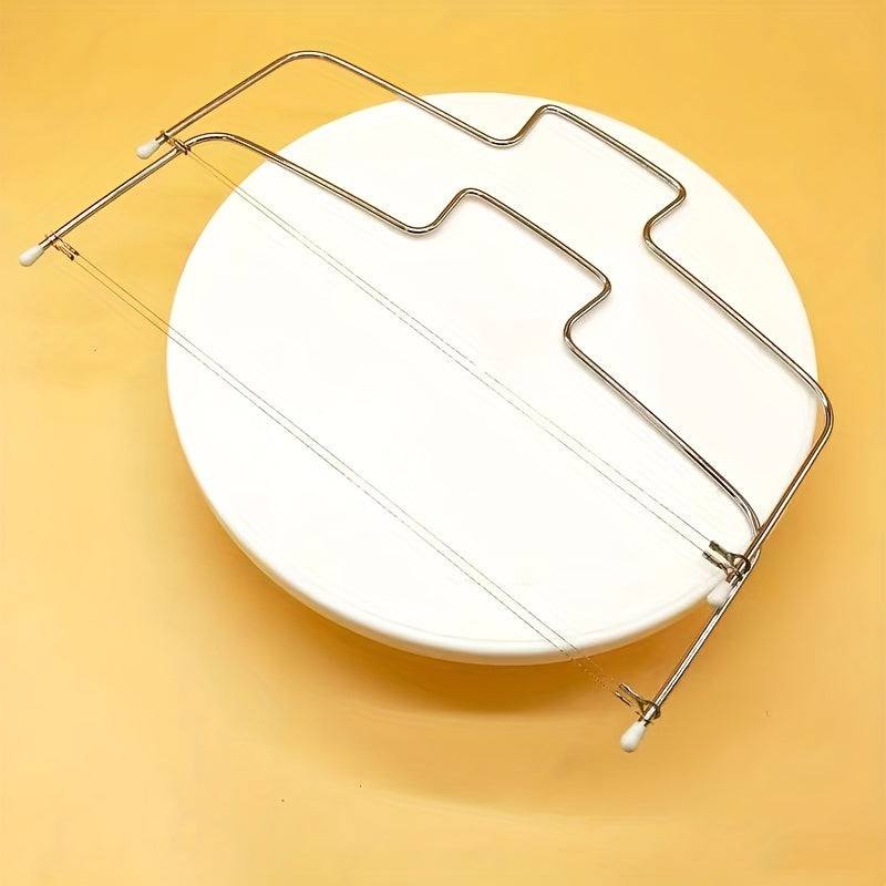 1pc Stainless Steel Bow Shaped Cake Cutter - Single and Double Line Slicer, Food Grade, Rust-Resistant, Easy to Clean, Baking Essential, Kitchen Gadget, and Accessory