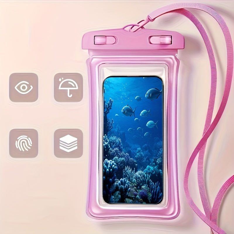 1PSC/2pcs new four-color optional summer waterproof mobile phone bag air hemming thickened mobile phone case waterproof bag, waterproof mobile phone case universal mobile phone of various sizes, suitable for beach cruise trav