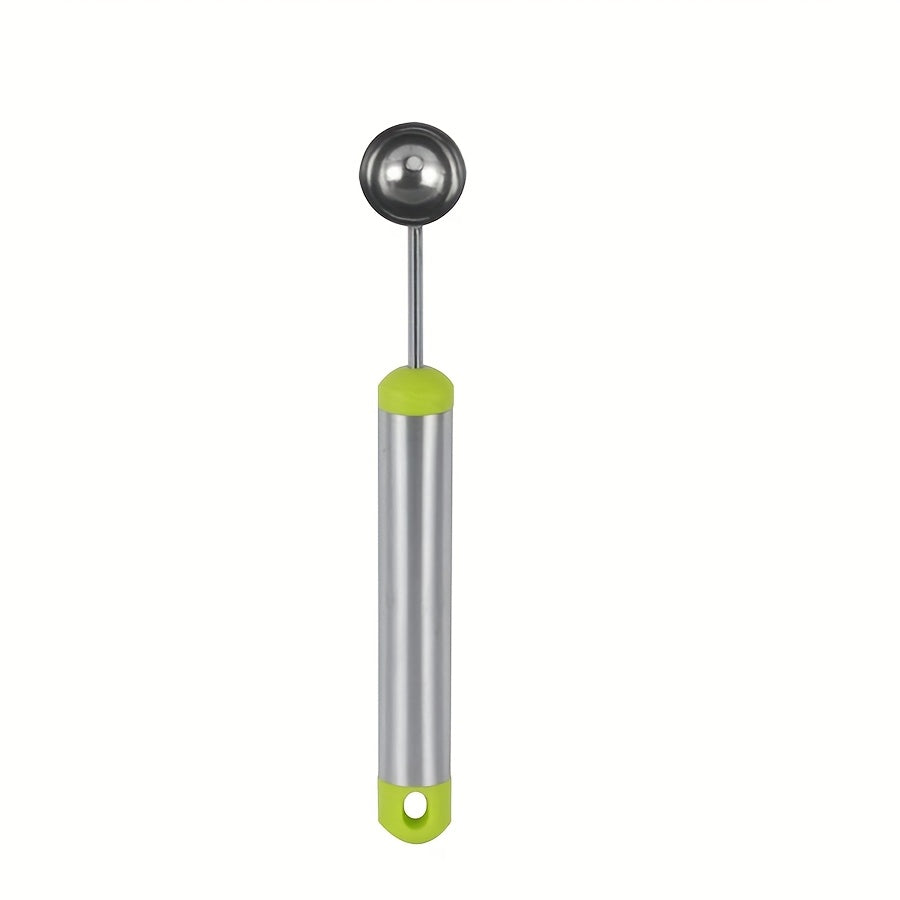1pc Stainless Steel Watermelon Scoop, Multi-Functional Fruit Chopper, Long Handle, Ice Cream Scoop, with Metal Material, for Baking, Kitchen Decoration, Food