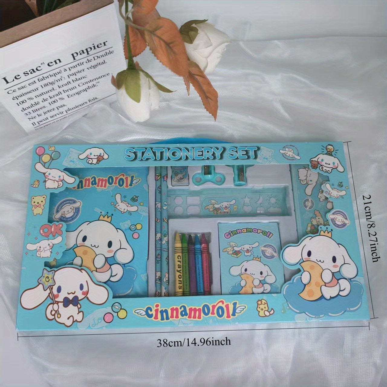 Back to School Season Sanrio Series for kuromi, Melody, for Cinnamoroll, for Hello Kitty Set (1 Pencil Case, 1 Drawing Book, 2 Sharpeners, 2 Pencils, 1 Notebook, 5 Crayons, 1 Eraser, 1 Ruler 15CM) - Creative Drawing And Offic