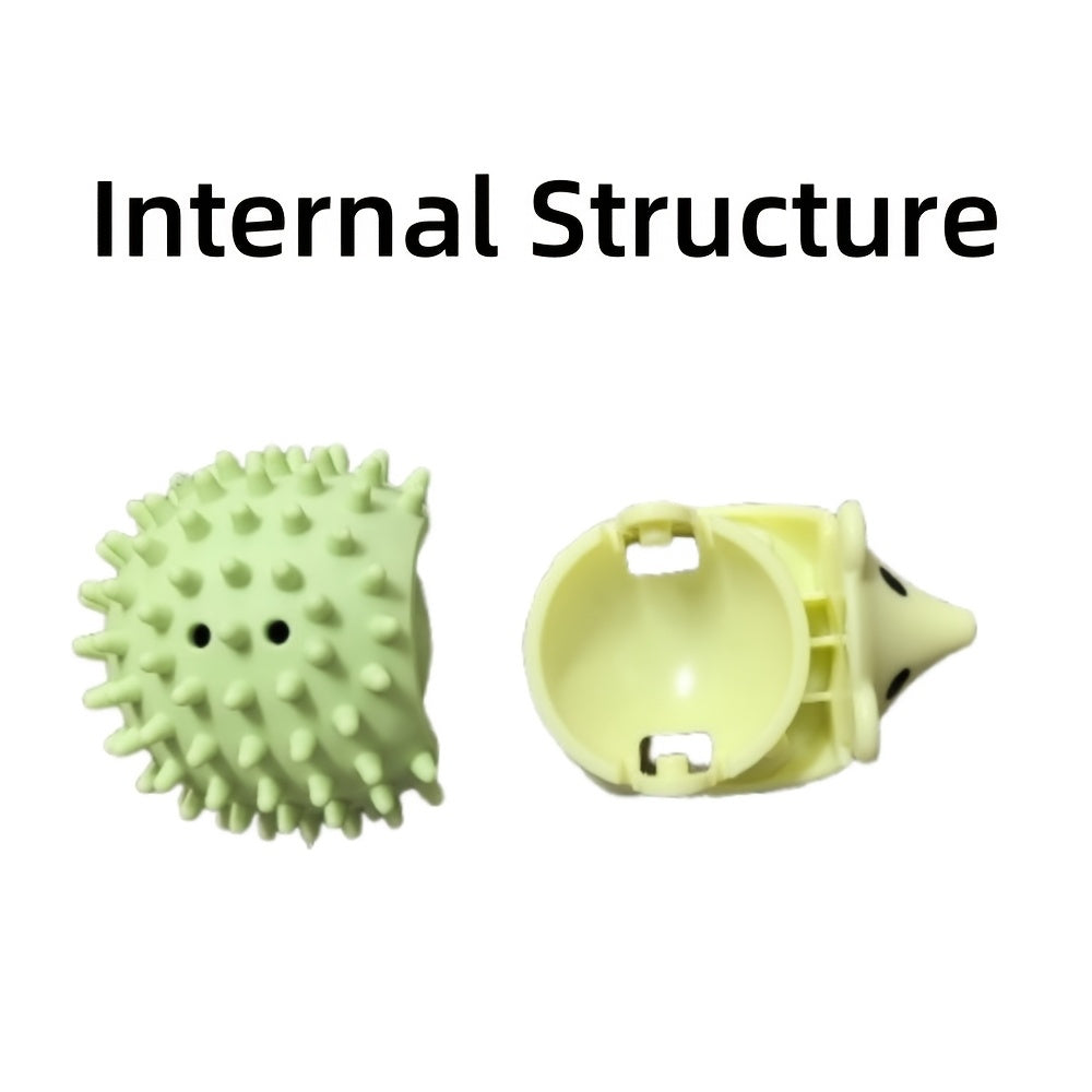 1pc Hedgehog-Shaped Cat Teaser Toy with Durable Scratching Board - Fun Licking & Relaxing Interactive Pet Product for Kittens, Beige, Green, and Light Brown Designs, Plastic Material, No Batteries Needed, Cat Entertainment To