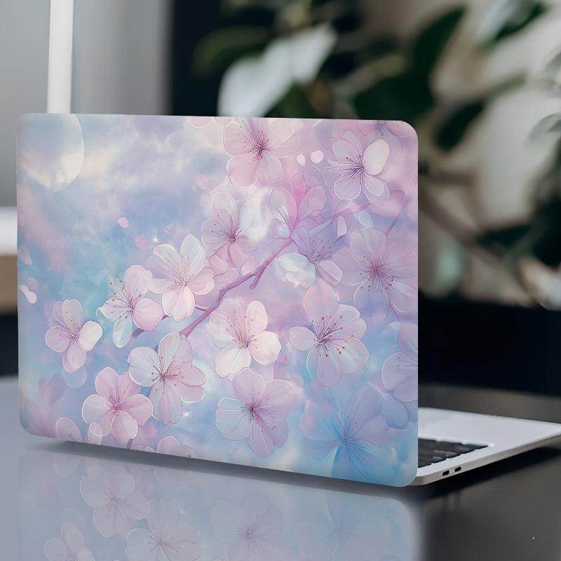 3pcs, 1pc Spare - Moonlit Cherry Blossom PVC Laptop Sticker, 38.99cm x 26.92cm Notebook Cover with Soft Pink & Purple Flowers, Durable & Easy to Apply, Perfect for Apple MacBook, MacBook Air, or MacBook Pro, Notebook Cover |