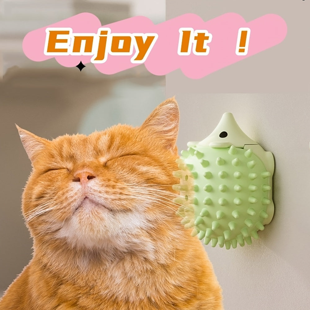 1pc Hedgehog-Shaped Cat Teaser Toy with Durable Scratching Board - Fun Licking & Relaxing Interactive Pet Product for Kittens, Beige, Green, and Light Brown Designs, Plastic Material, No Batteries Needed, Cat Entertainment To