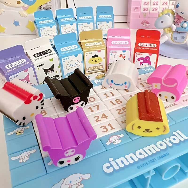 18pcs Cute Creative Milk Box Eraser | Durable Rubber Material, Perfect for Learning and Office Supply