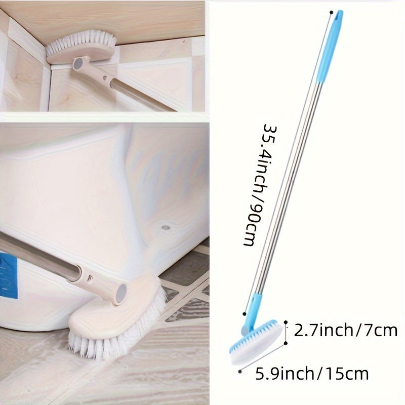 90cm Long Handle 35.4inch Multifunctional Hard Bristled Floor Brush, Plastic Bathroom Floor and Bathtub Tile Cleaning Brush