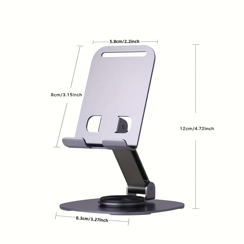 360° Rotating Metal Phone and Tablet Stand | Foldable Desktop Holder with Suction Cup Base | Adjustable Height & 180° Tilt | Multi-Angle Viewing Angle | Sleek Metallic Finish | Ideal for Office Use, Portable Device Stand |