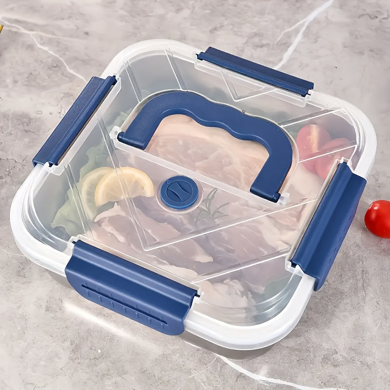 1/2/4pcs Stainless Steel Leakproof Food Storage Container with Blue Lid - Microwave Safe, Reusable, Ideal for Refrigerator & Bento Boxes, Kitchen Essentials, Universal Fit for Outdoor Cooking & Meal Prep
