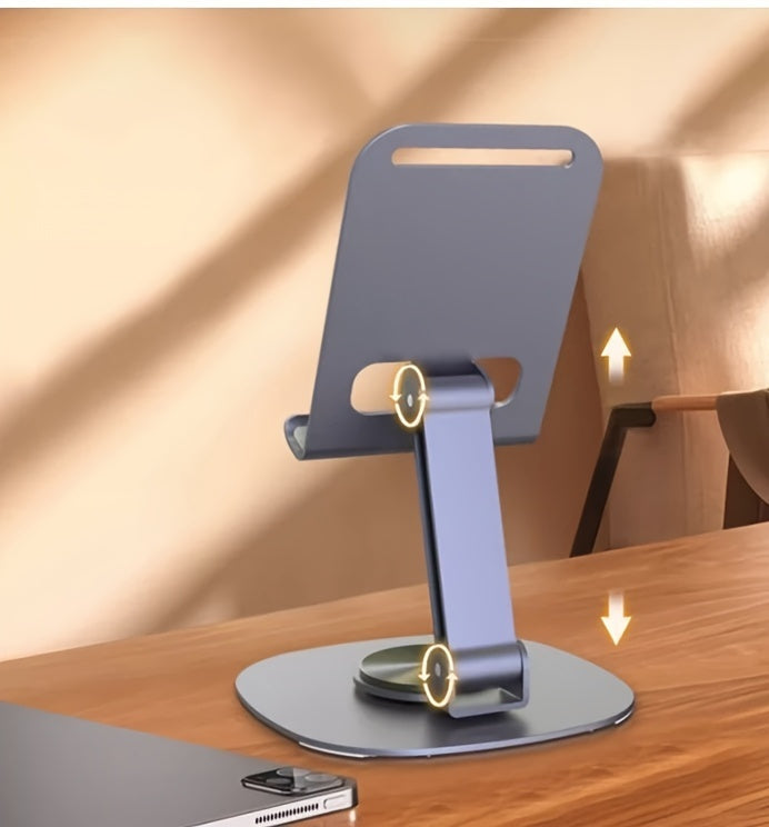 360° Rotating Metal Phone and Tablet Stand | Foldable Desktop Holder with Suction Cup Base | Adjustable Height & 180° Tilt | Multi-Angle Viewing Angle | Sleek Metallic Finish | Ideal for Office Use, Portable Device Stand |