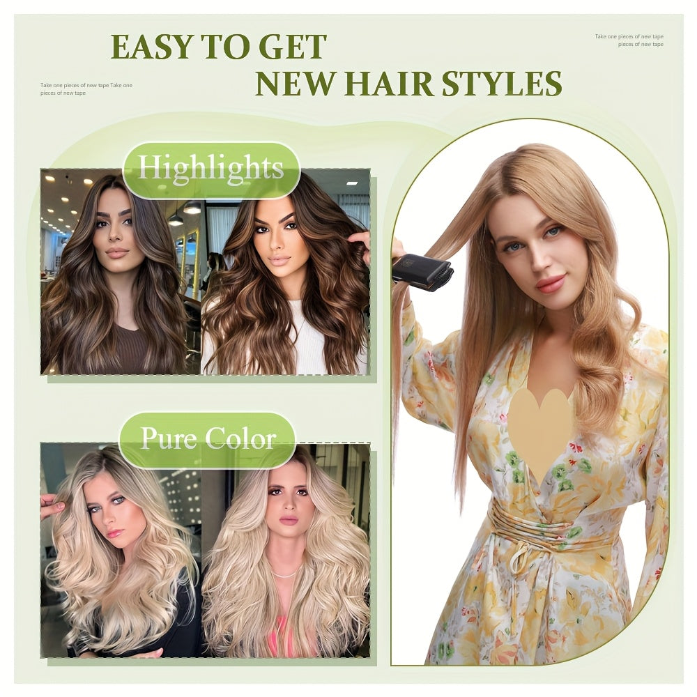 20pcs (50g Each) Brazilian Virgin Hair Extensions - 100% Remy Human Hair, Natural Brown/Blonde/Red/Black/, Straight Hair Extensions with Seamless Beige Weft, Long 35.56-60.96 cm Lengths for Women.