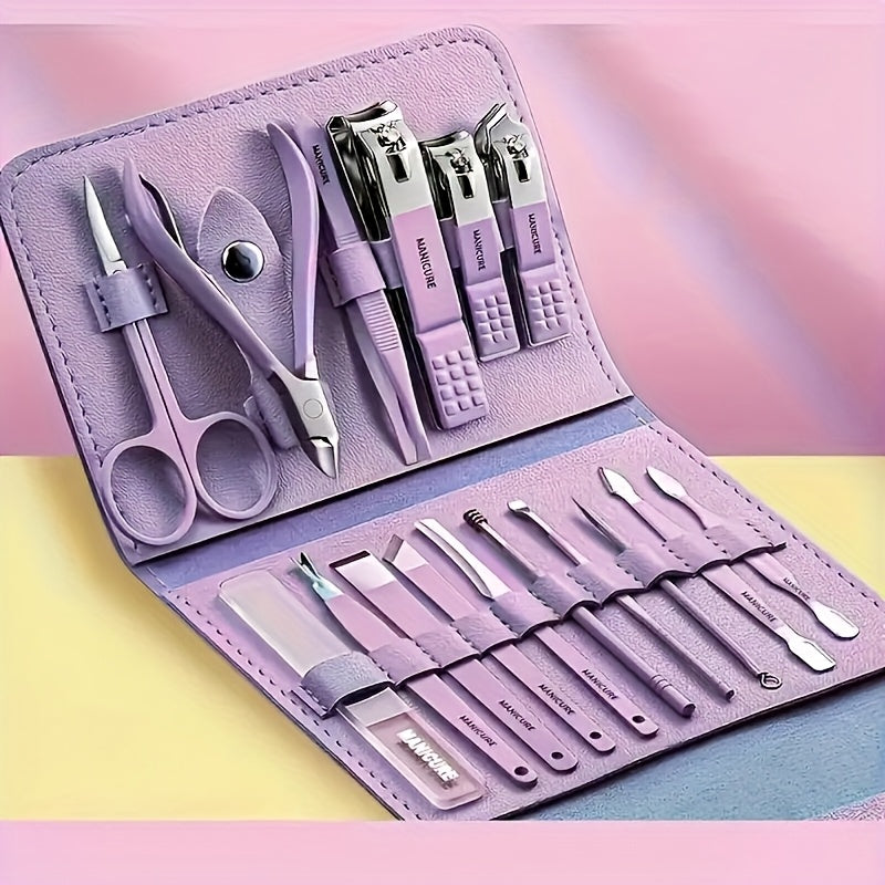 (3 Colours Available) 16pcs Premium Stainless Steel Manicure And Pedicure