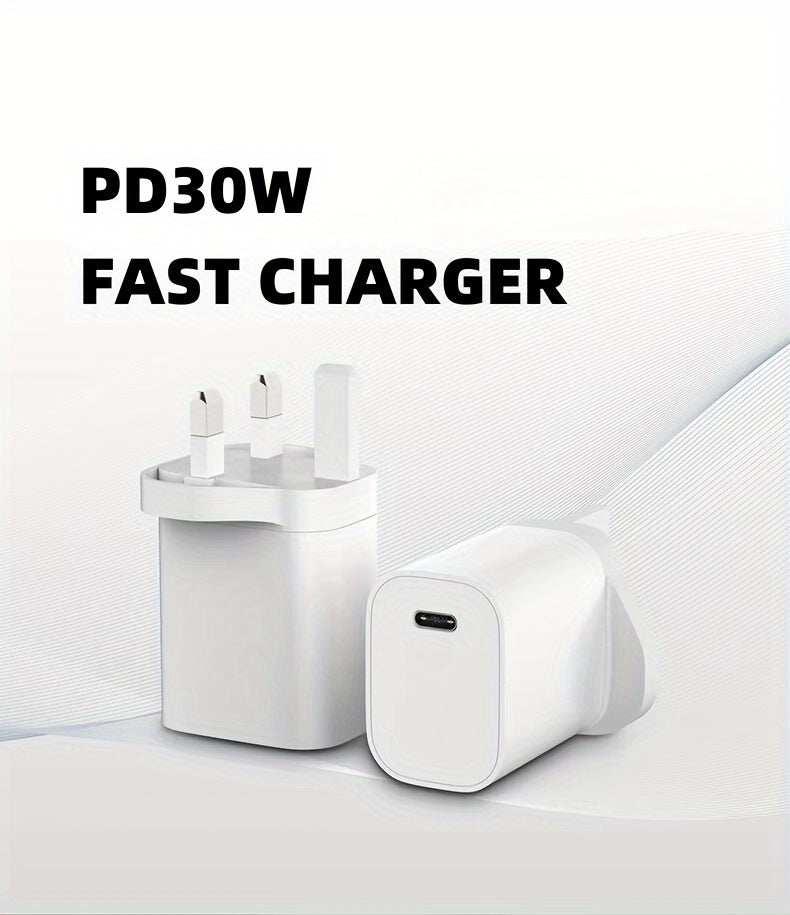 30W Fast and Portable PD USB-C Charger: Compatible with Macbook Air 13/12, Ipad Pro 13/12.9, Ipad Air 5/4, Mini 6, Ipad 10, Iphone 15, Pixel 8/7-2pcs/1pc - White