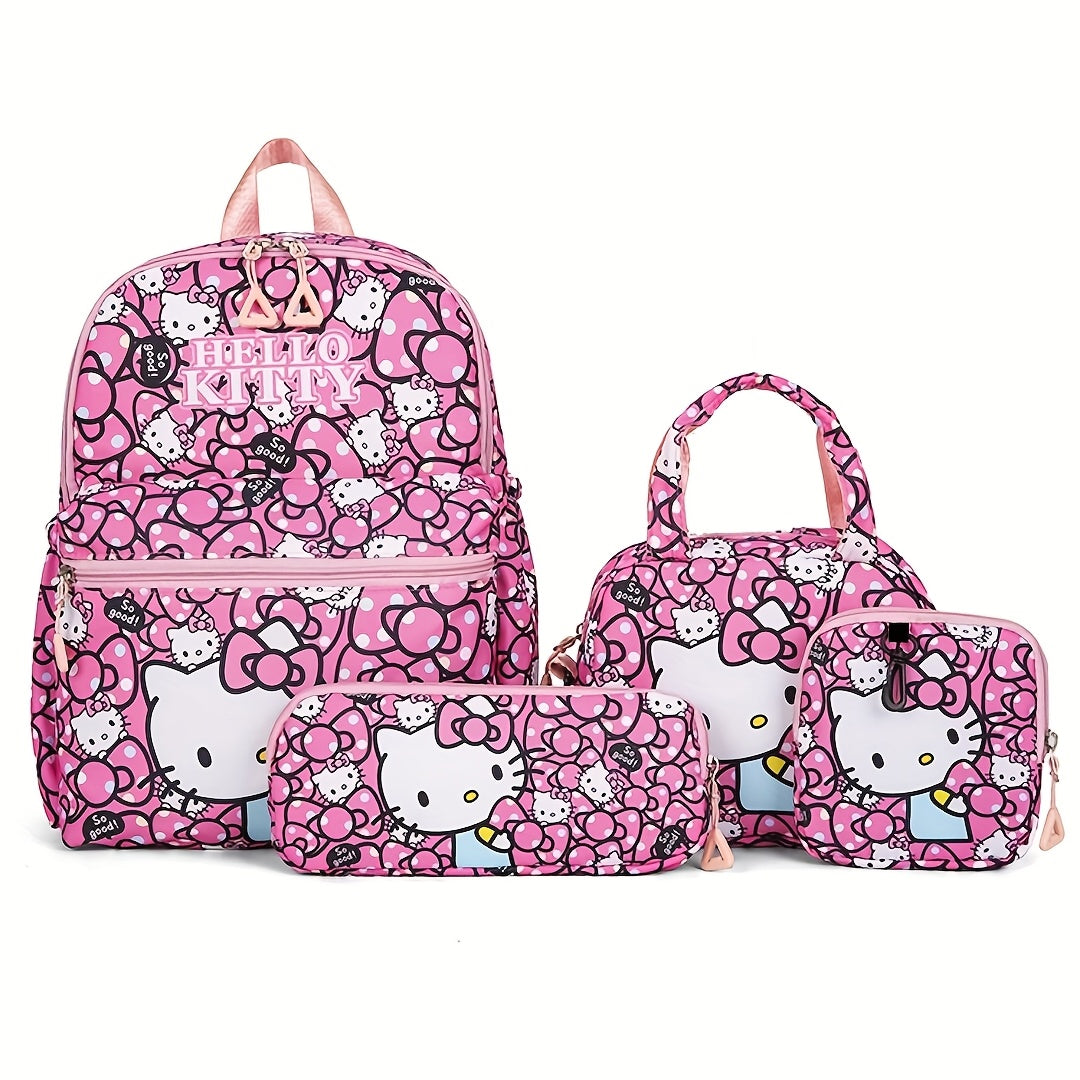 4pcs Sanrio Hello Kitty Backpack Set - Durable Nylon