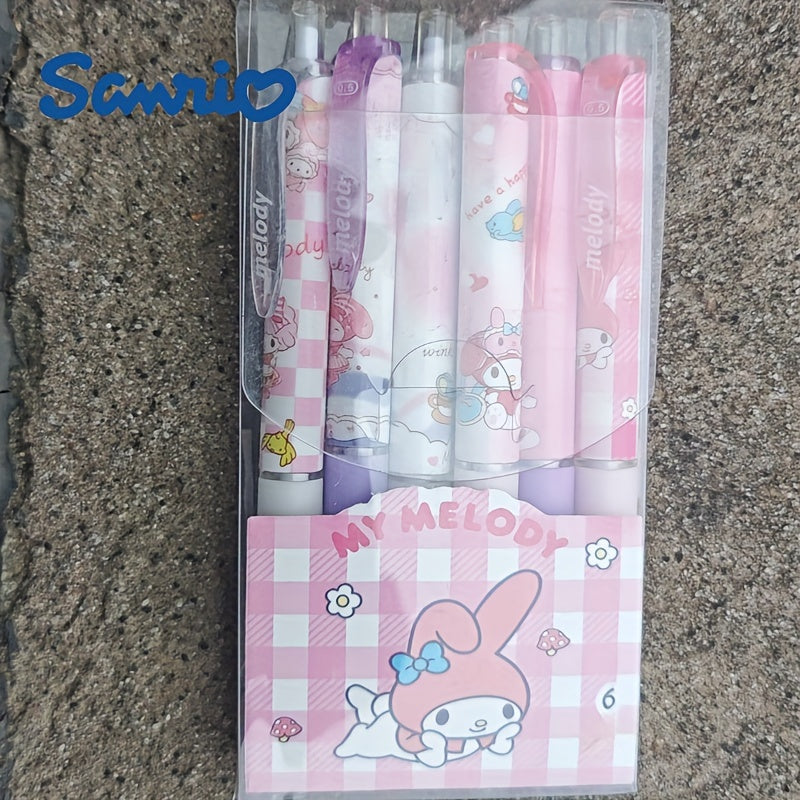 6pcs Sanrio Family High-Value KT Press Ballpoint Pen