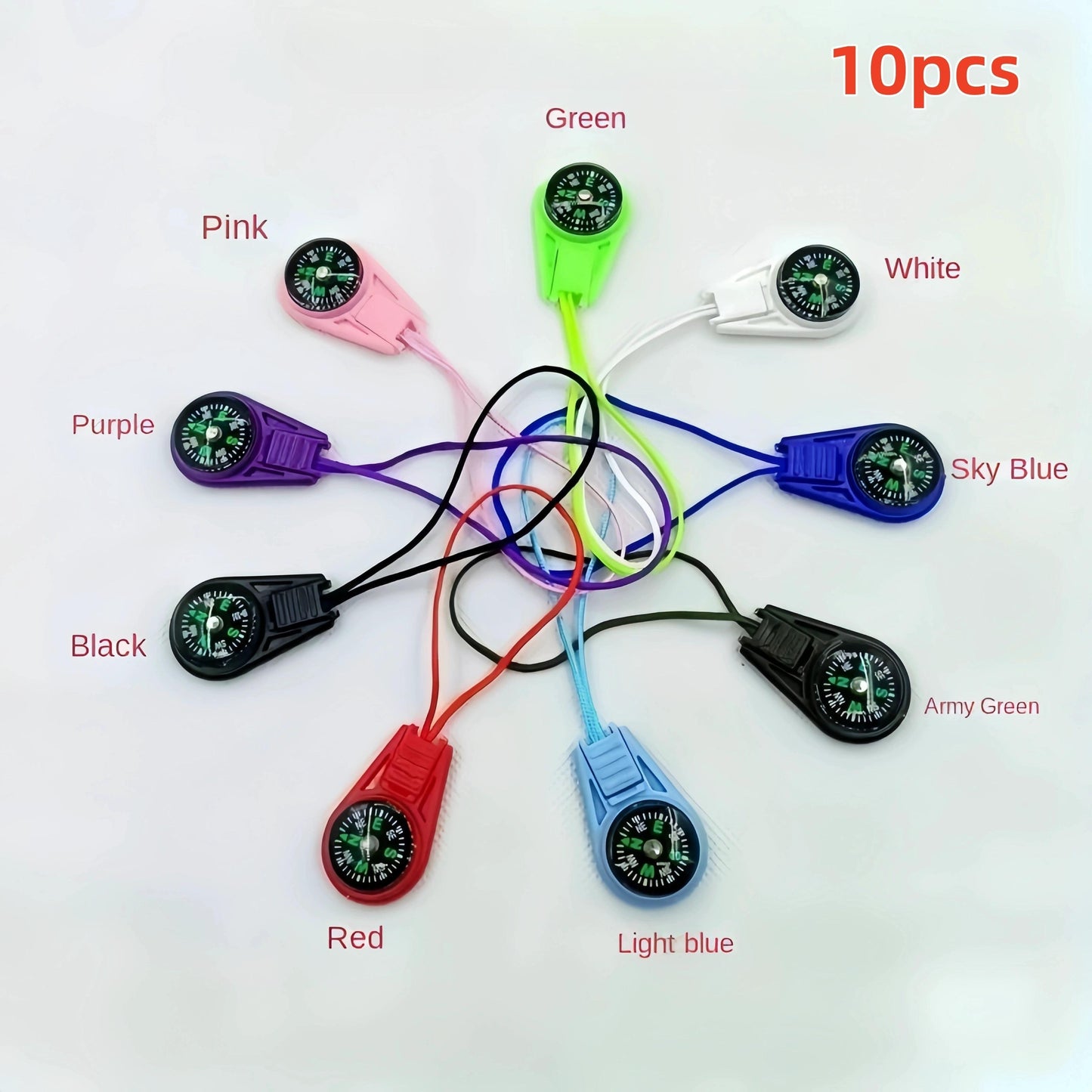 10 PCS Mini Waterproof Compasses: Perfect for Outdoor Adventures - Includes Pink, Purple, Black, Red, Green, White, Sky Blue, Army Green, Light Blue, and Pink