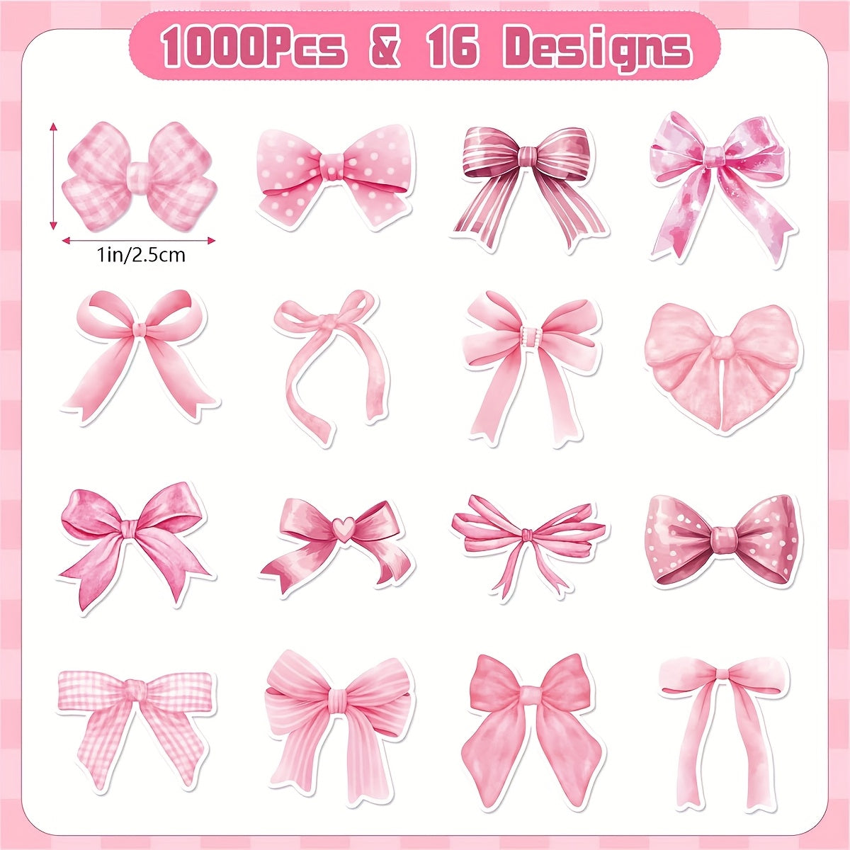 500 Stickers Per Roll, Pink Shaped Self-Adhesive Paper with 16 Design Options, Perfect for Lively Girls' Aesthetics, Suitable for Gifts, Notebooks, Laptops, Bottles, Scrapbooking, Luggage, Envelopes, And DIY Decorations, Made