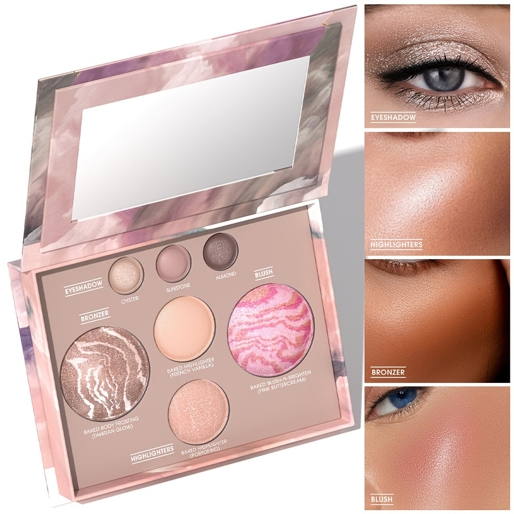 Best Baking Palette - Full Size Includes Bronze, Blush & Setting Powder Multicolour Waterproof Highlighter Concealer Smudge-Proof for Travel.